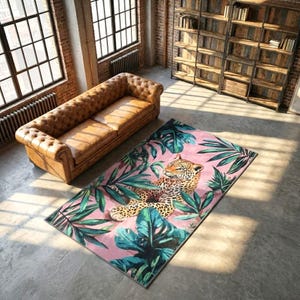 Home decor rug, Outdoor rug, Patio rug, Leopard Print rug, Washable rug, Nonslip rug, Floor cover rug, Entryway rug, Stylish runner rug H-46