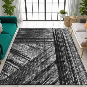 Striped rug, Black design rug, Contemporary rug, Bedroom rug, Saloon rug, Bathroom rug, Kitchen rug, Floor rug, Entry rug, Cotton rug