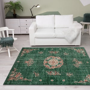 Flower pattern rug, Green rug, Bohemian rug, Living room rug, Rug for kitchen, Bathroom rug, Runner rug, Designer rug, Digital print rug