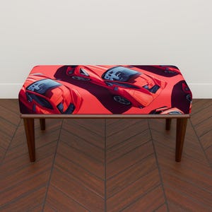 Red sports car bench, Custom ottoman bench, Racing car design furniture, Boys room decor furniture, Gift for car lovers, Cozy bench, H-273