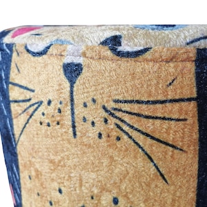 Cat pattern round pouf, Cute design bench, Colorful footstool, Elegance round pouf, Bedroom pouf, Comfortable furniture, Stylish bench, H-12 image 11