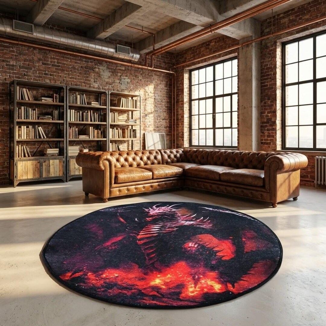 Drax Rugs Mythical Rug, Dragon Rug, Round Rug, Circle Rug, Soft Textured Rug ...
