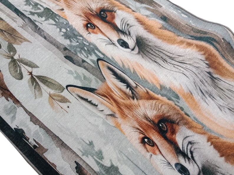 Animal Printed Rug, Vibrant Rug, Fox Patterned Rug, Nature Inspired Rug ...