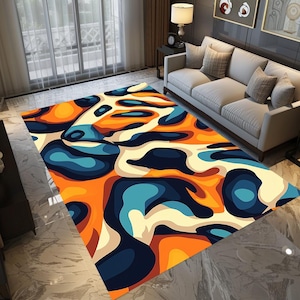 Colorful stylish rug, Vibrant color rug, Modern decoration rug, Rug for living room, Non-slip rug, Hallway area rug, Cozy rug, Washable rug