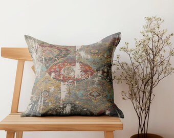 oriental worn pillow, printed chenille, sofa pillow, chair pillow, washable pillow, throw pillow, hand woven pillow,antique pillow, bohemian