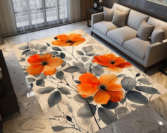 Premium art rug, Floral design rug, Dining room rug, Corridor runner, Machine washable rug, Modern rug, Bohemian Rug, Non slip area rug