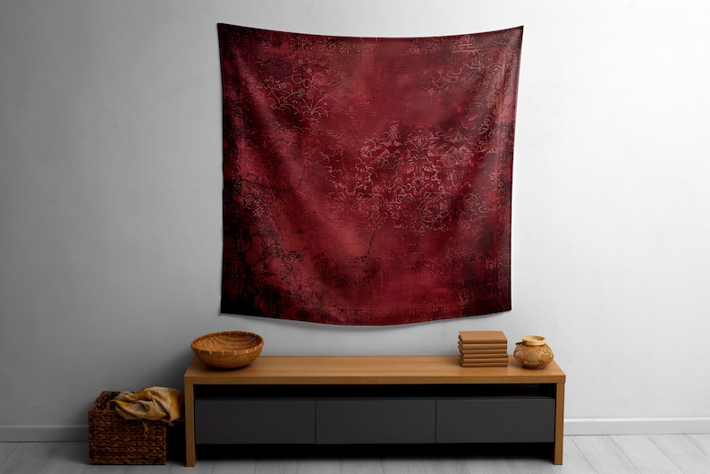 Red Wall Tapestry, Office Wall Decor, Wall Tapestry, Designer Wall Hanging, Artistic Wall Decor, Tablecloth Tapestry, Boho Decor Tapestries