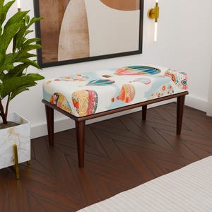 Air baloon patterned bench, Artistic design bench, Lovely decoration bench, Elegance indoor bench, Entryway bench, Heartwarming bench, H-324