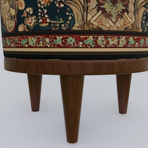 Ethnic design pouf, Floral footstool, Round ottoman bench, Gothic footrest, Living room furniture, Rustic hall stool, Round plant stand, F-9