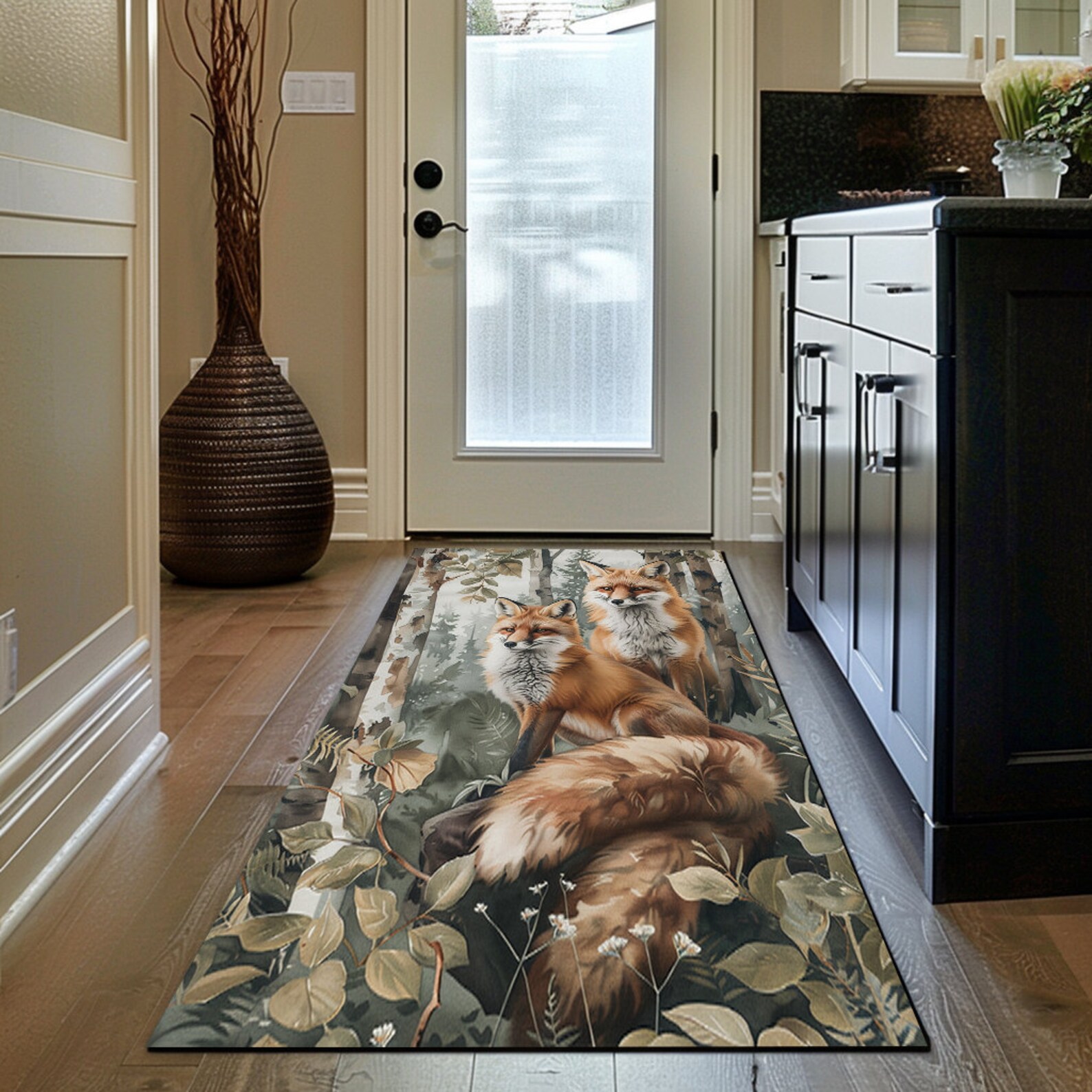 Animal Printed Rug, Vibrant Rug, Fox Patterned Rug, Nature Inspired Rug ...