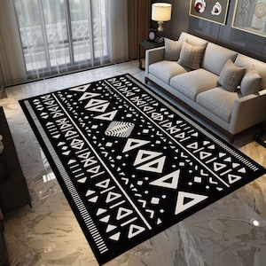 Black white rug, Minimalist rug, Mystic design rug, Gothic area rug, Sustainable rug, Easy to care rug, Anti slip back rug, Contemporary rug