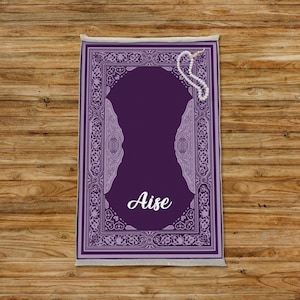 Hajj sajadah, Purple salah mat, Oriental rug, Islamic prayer mat, Gift for couples, Personalized sajadah, Eid prayer rug, Soft Janamaz, PR01