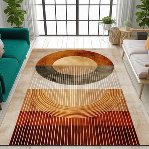 Southwestern Rug, Modern Art Rug, Wall Art Rug, Yellow Large Rug, Stripe Design Rug, Garage Rug, Bohemian Rug, Rustic Large Rug, Digital Rug