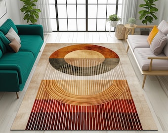 Southwestern Rug, Modern Art Rug, Wall Art Rug, Yellow Large Rug, Stripe Design Rug, Garage Rug, Bohemian Rug, Rustic Large Rug, Digital Rug