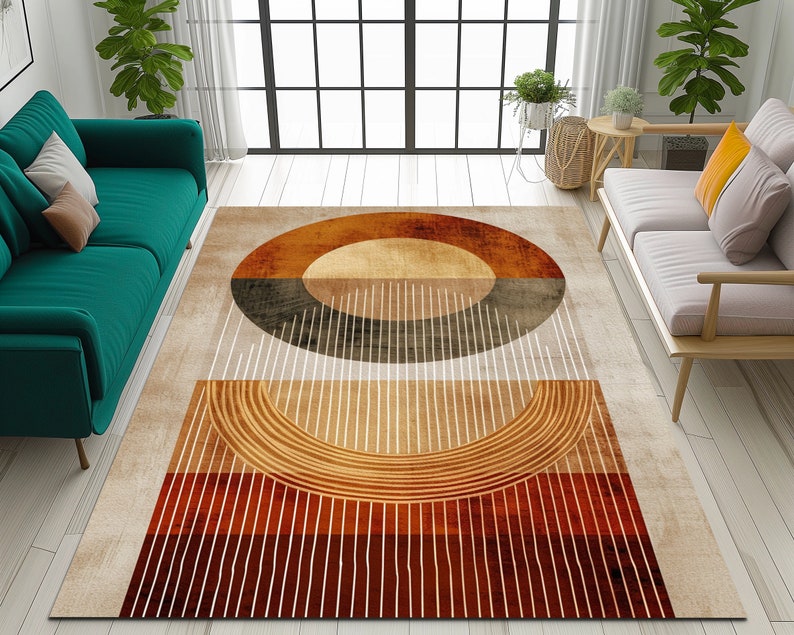 Southwestern Rug, Modern Art Rug, Wall Art Rug, Yellow Large Rug, Stripe Design Rug, Garage Rug, Bohemian Rug, Rustic Large Rug, Digital Rug