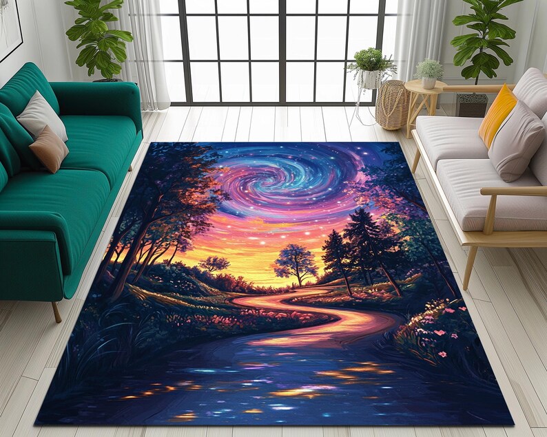 Nature inspired rug, Cool area rug, Non slip rug, Stylish rug, Luxury runner rug, Aesthetic rug, Turkish print rug, Foldable runner rug