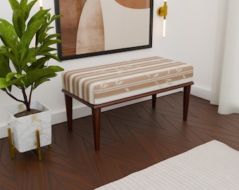 Handmade Rustic Wooden Ottoman Bench: Bohemian Foyer Decor