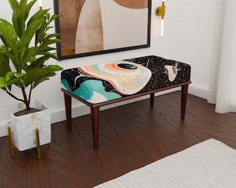 Colorful Pattern Upholstered Bench: Modern Ottoman Bench