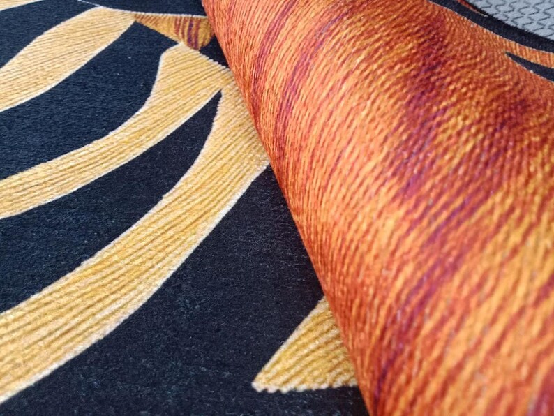 Orange zebra printed rug, Washable rug, Eco-friendly rug, Livingroom rug, Accents rug, Non-slip rug, Animal print rug, Desing area rug