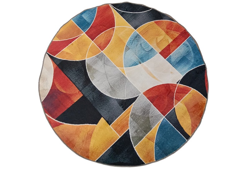 Tapis rond orange, tapis contemporain, tapis décoratif de salon, tapis rond imprimé, tapis rond, tapis décoratif antidérapant, tapis rond, tapis moderne image 6