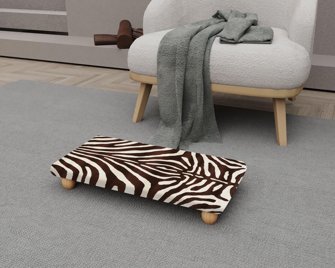 Zebra Stool Zebra Print Low Platform Stool, Wooden Legs Footrest H-1198 - Etsy