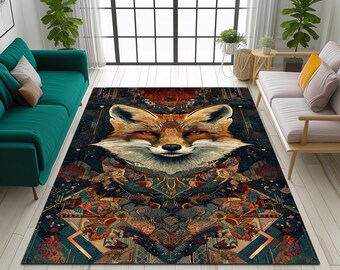 Fox carpet, Bohemian rug, Floor rug, Rug for living room, Bedroom rug, Washable rug, Rug for bedroom, Living room rug
