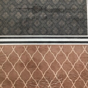 two distinct patterns, one with a black and white geometric design and the other with a brown and white diamond pattern.