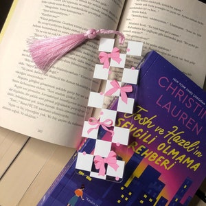 Coquette Bookmark, Acrylic Bookmark, Retro Pink Bookmark, Bookish Merch, Bookish Gift, Book Lover, Bow Acrylic Bookmark