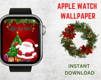 Christmas Santa Apple Watch Wallpaper, Merry Christmas Apple Watch Wallpaper, Lock Screen Wallpaper, Watch Digital Download