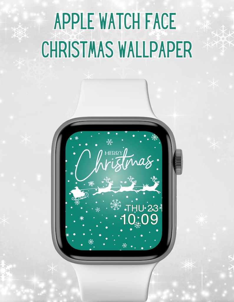 Green Christmas Santa Apple Watch Face Wallpaper, Merry Christmas
