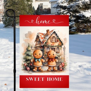 Christmas Gingerbread Garden Flag Sublimation Design, Welcome Christmas Garden Flag Design, Png for Sublimation,12x18 Winter Garden Flag Png
