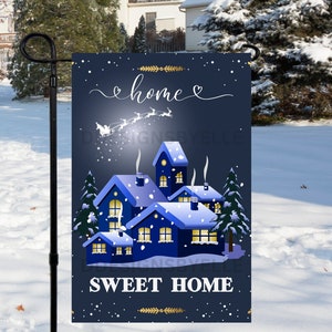 Christmas House Garden Flag Sublimation Design,Home Sweet Home Christmas Garden Flag Design,Png for Sublimation,12x18 Winter Garden Flag Png