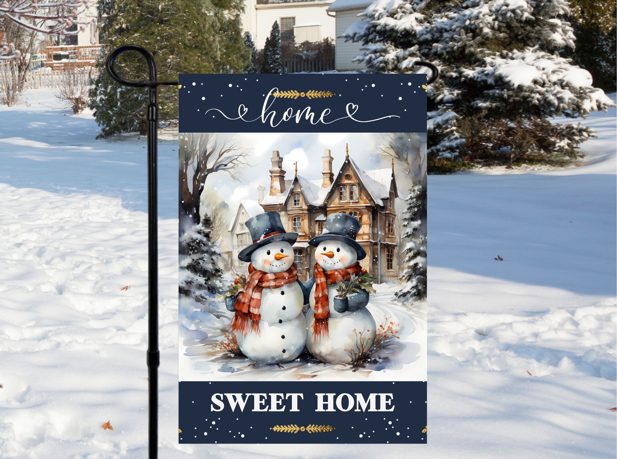 Christmas Snowman Garden Flag Sublimation Design, Welcome Christmas Garden Flag Design, Png for Sublimation,12x18 Winter Garden Flag Png