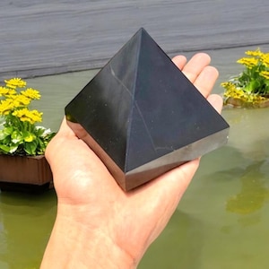 85 MM Black Tourmaline Stone Pyramid | Metaphysical Healing Chakra Energy Pyramid