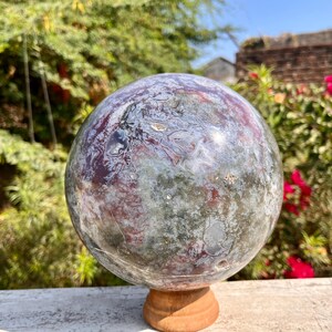 Large 175 MM Moss Agate Crystal Sphere: Natural Druzy Healing Ball