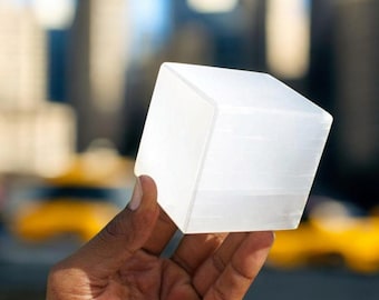 Large 65 MM Natural White Selenite Crystals Healing Power Fengshui Metaphysical Cube Square