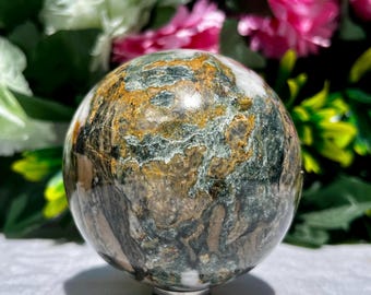 Ocean Jasper Sphere 71mm Big With Band of Sparkly Druzy! - Etsy