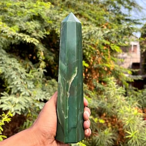 Manifestation Magic: Large Green Jade Tower for Spiritual Healing