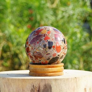 70 MM Natural Amazing Red Conglomerate Stone Healing Metaphysical Meditation Power Spirit Power Sphere