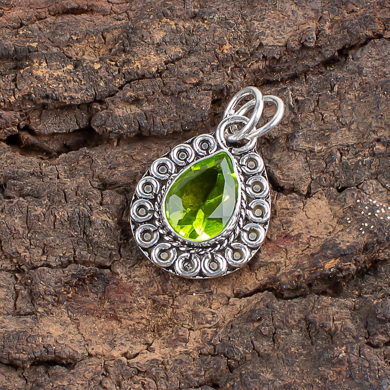 Precious Peridot Pendant, Gemstone Pendant, Green Pendant, 925 Sterling