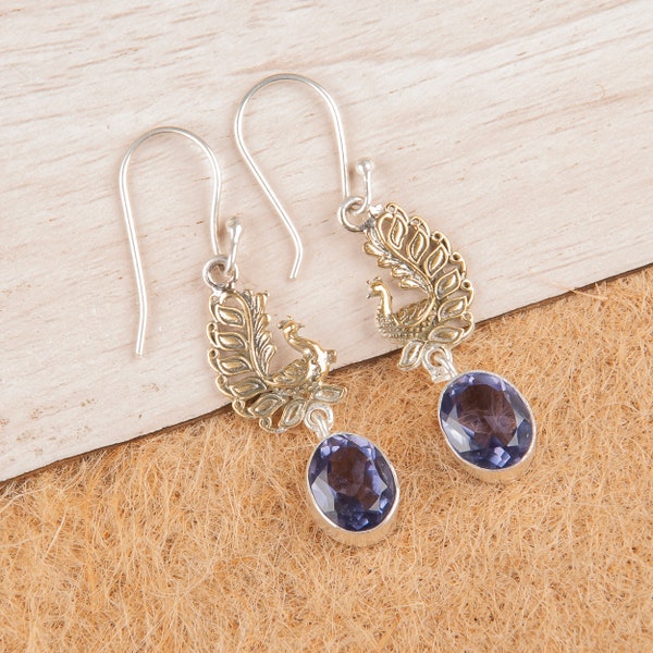 Natural Iolite Earrings, 925 Sterling Silver, Faceted Iolite Gemstone Earrings, Purple Earring, Light Weight Earrings, All Occasions Earring