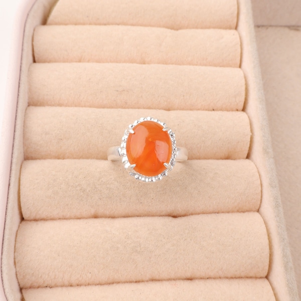 Carnelian Ring, Gemstone Ring, Statement Ring, 925 Sterling Silver Ring, Natural Carnelian Jewelry, Anniversary Gift, Ring For Best Friend