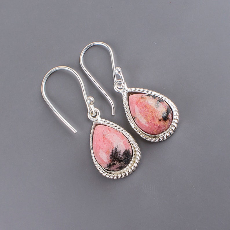 •LIL' YARROW• rhodonite in quartz fang + silver earrings