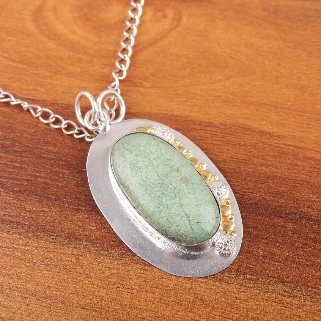 Sparkling Mariposite Pendant, Gemstone Pendant, Green Pendant, 925