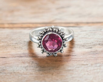 Precious Pink Tourmaline Ring Size All Size, Natural Gemstone Ring, Pink Statement Ring, 925 Sterling Silver Jewelry, Gift For Bridesmaid