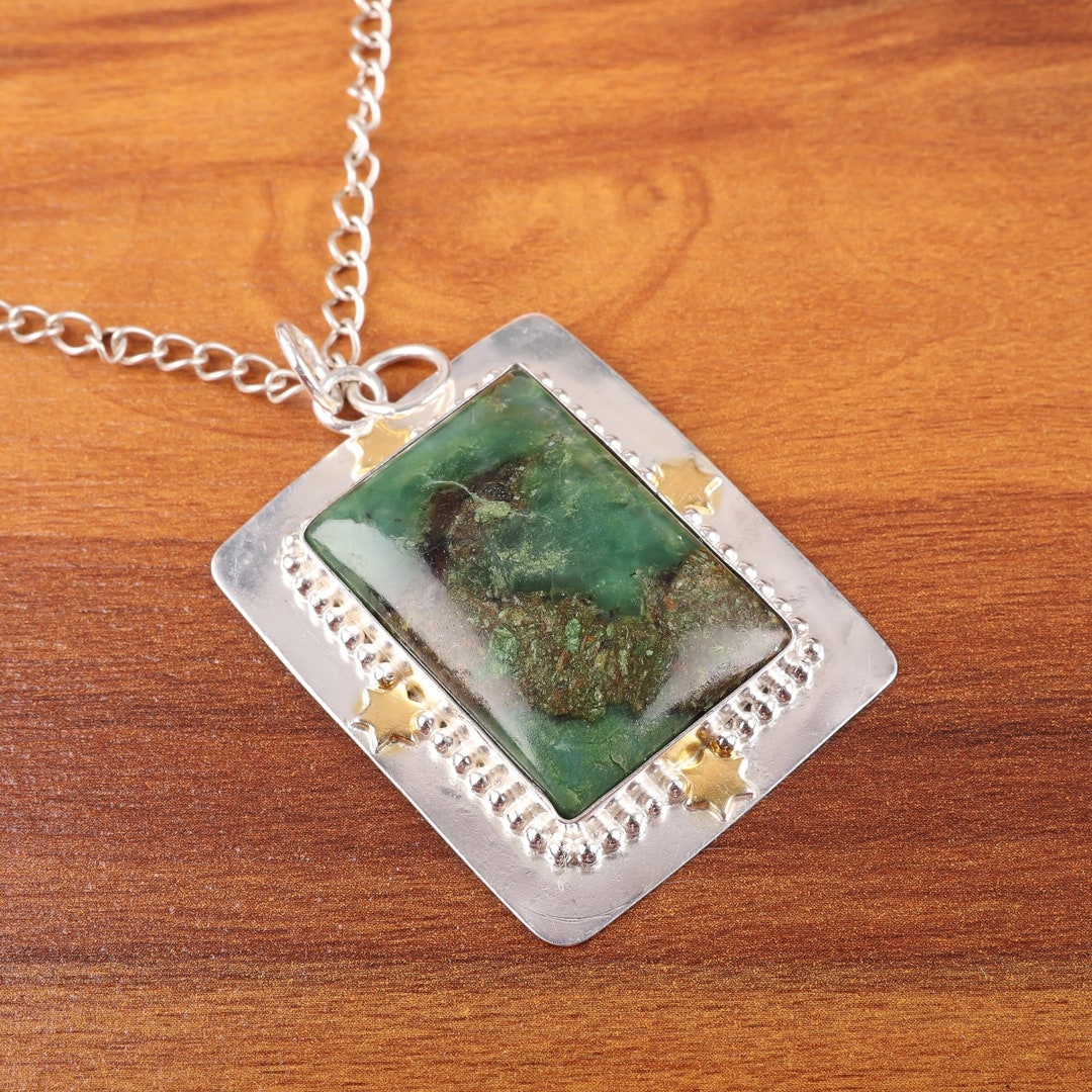 Sparkling Green Jade Pendant Gemstone Pendant Green Pendant Etsy