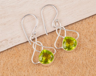 Peridot Silver Earrings, 925 Sterling Silver Drop Earring, Peridot Pear Shape Earring Set, Natural Gemstone Jewelry, Earrings For Birthday