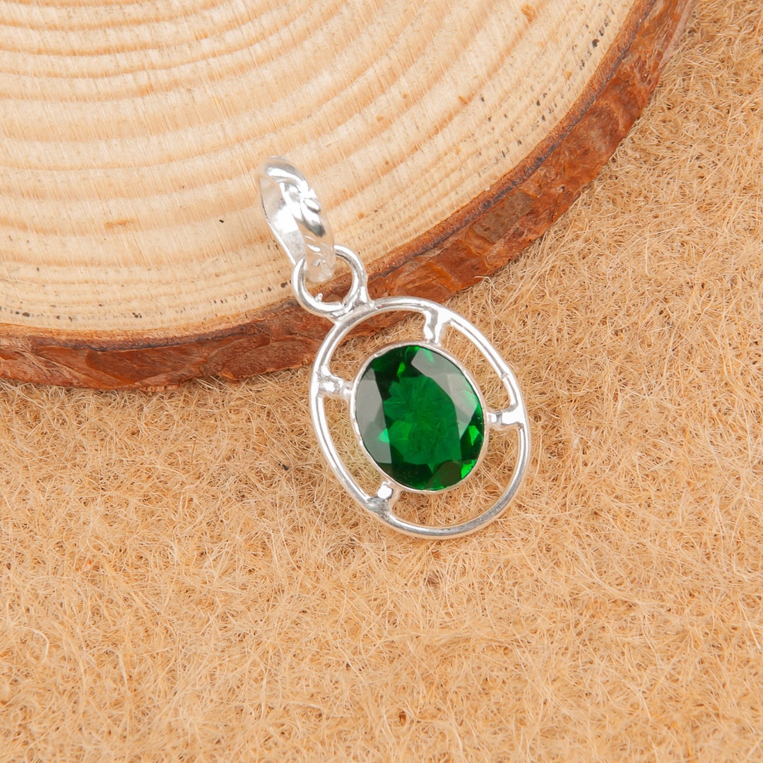 Elegant Green Emerald Pendant Gemstone Pendant Green Etsy