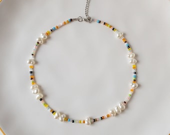 Colorful Necklace With Different Beads, Random Bead Jewelry