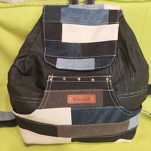 Small denim backpack (patchwork)